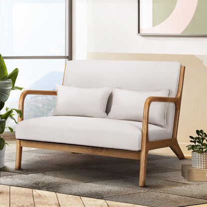 Artiss Armchair Lounge Chair Accent Armchairs Couch Sofa Loveseat Beige Wood-Furniture &gt; Bar Stools &amp; Chairs-PEROZ Accessories
