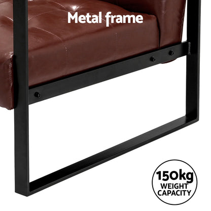Artiss Armchair Lounge Chair Accent Chairs PU Leather Sofa Brown Metal Frame-Furniture &gt; Bar Stools &amp; Chairs-PEROZ Accessories