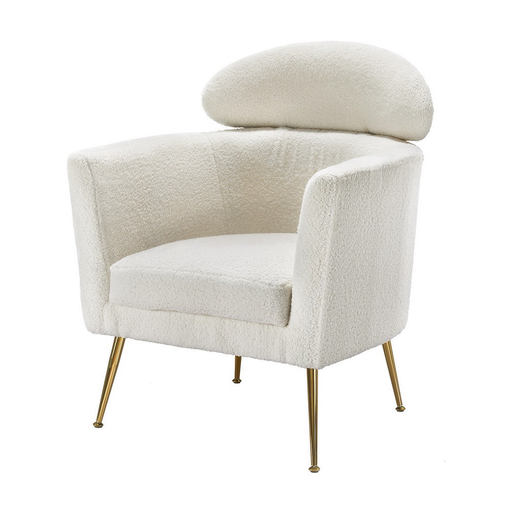 Artiss Armchair Boucle Fabric White Yoli-Furniture &gt; Bar Stools &amp; Chairs-PEROZ Accessories