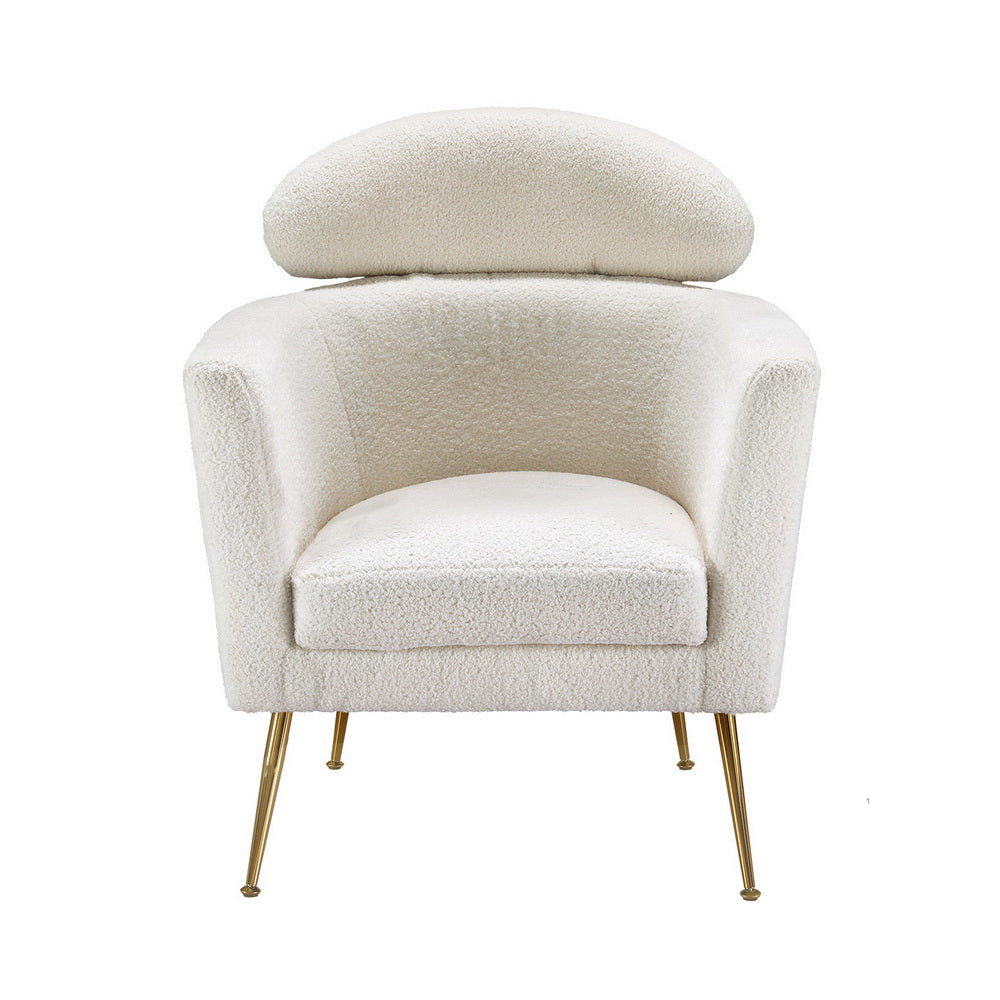 Artiss Armchair Boucle Fabric White Yoli-Furniture &gt; Bar Stools &amp; Chairs-PEROZ Accessories