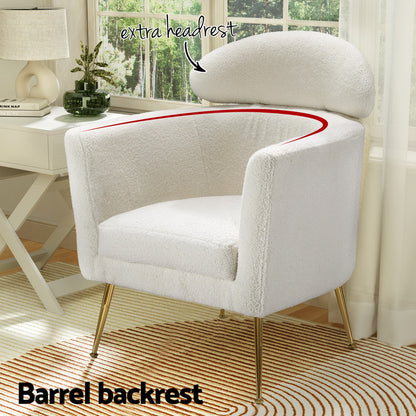Artiss Armchair Boucle Fabric White Yoli-Furniture &gt; Bar Stools &amp; Chairs-PEROZ Accessories