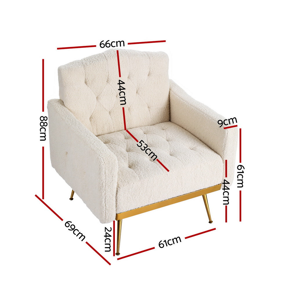 Artiss Armchair Boucle Beige Nicole-Furniture &gt; Bar Stools &amp; Chairs-PEROZ Accessories