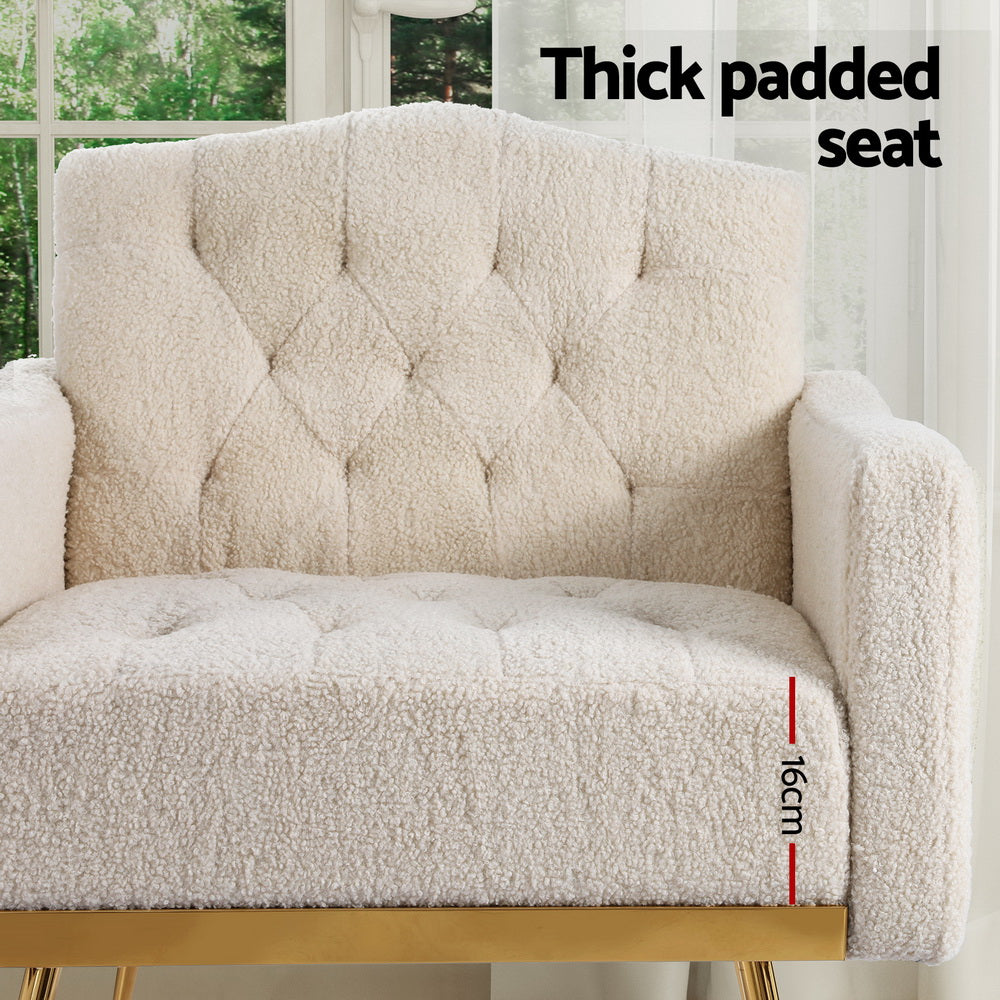 Artiss Armchair Boucle Beige Nicole-Furniture &gt; Bar Stools &amp; Chairs-PEROZ Accessories