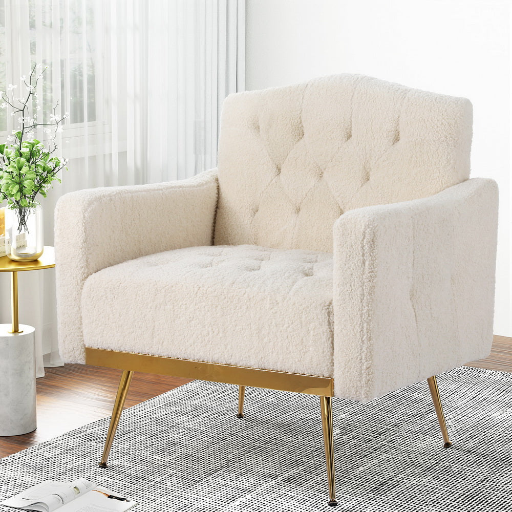 Artiss Armchair Boucle Beige Nicole-Furniture &gt; Bar Stools &amp; Chairs-PEROZ Accessories
