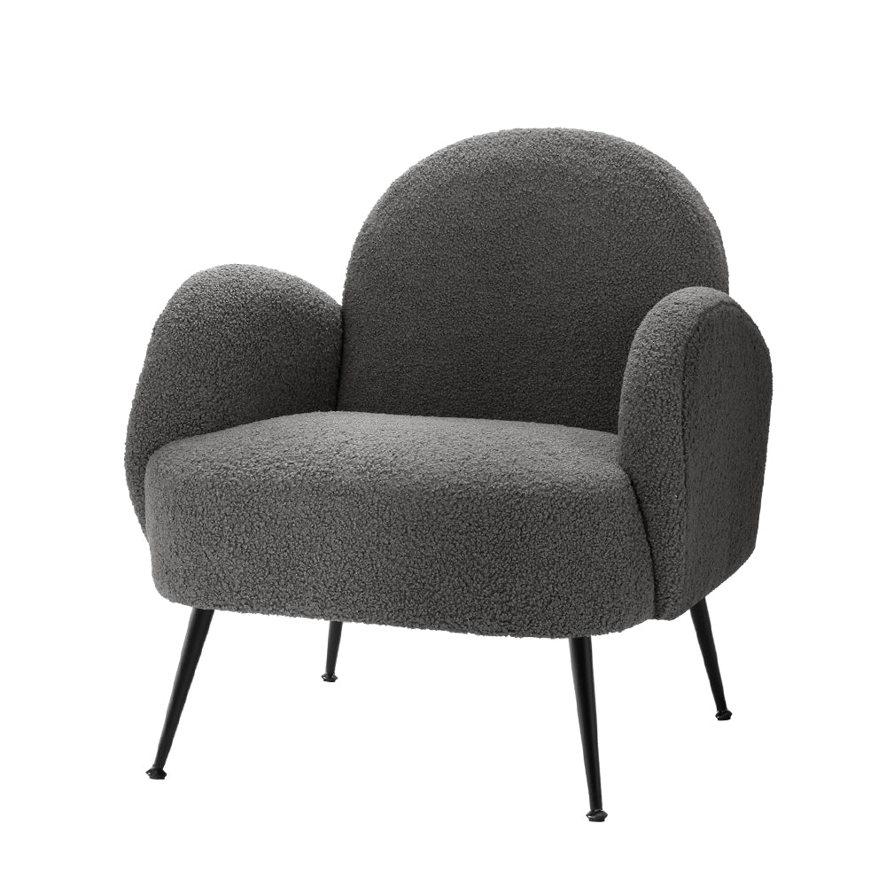 Artiss Armchair Lounge Chair Armchairs Accent Arm Chairs Sherpa Boucle Charcoal-Armchair - Peroz Australia - Image - 2