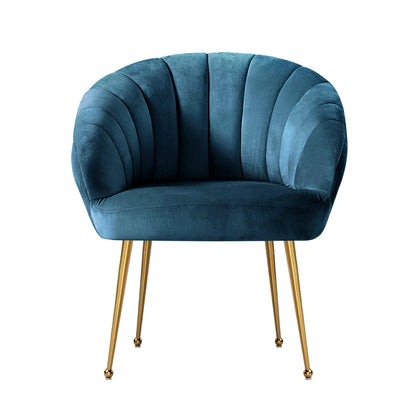 Artiss Armchair Lounge Chair Armchairs Accent Chairs Navy Blue Velvet Sofa Couch-Armchairs - Peroz Australia - Image - 4