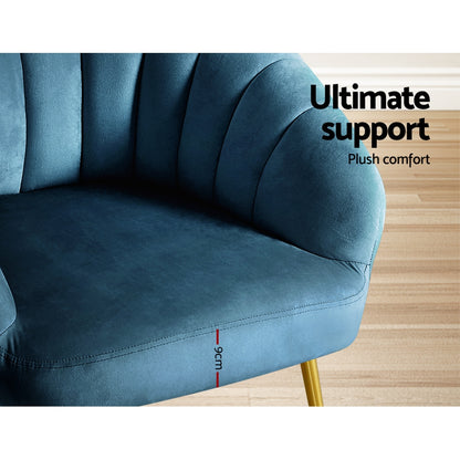 Artiss Armchair Lounge Chair Armchairs Accent Chairs Navy Blue Velvet Sofa Couch-Armchairs - Peroz Australia - Image - 7