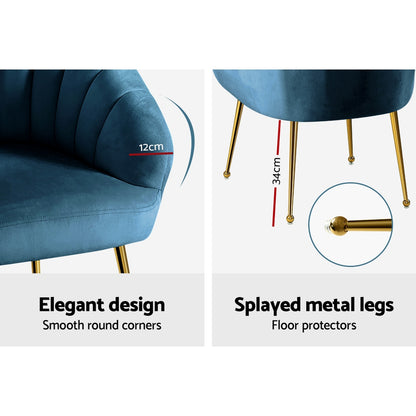 Artiss Armchair Lounge Chair Armchairs Accent Chairs Navy Blue Velvet Sofa Couch-Armchairs - Peroz Australia - Image - 8