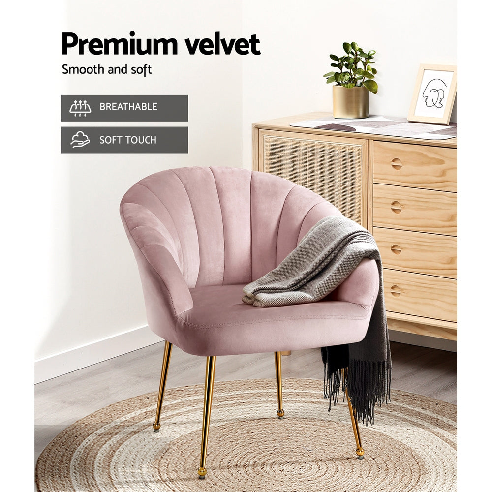 Artiss Armchair Lounge Chair Armchairs Accent Chairs Velvet Sofa Pink Couch-Armchairs - Peroz Australia - Image - 6