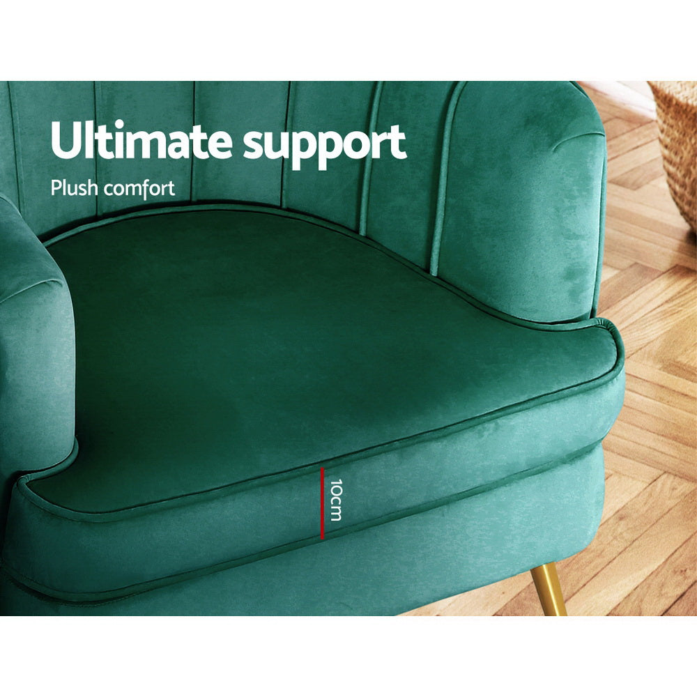 Artiss Armchair Lounge Accent Chair Armchairs Sofa Chairs Velvet Green Couch-Armchairs - Peroz Australia - Image - 7