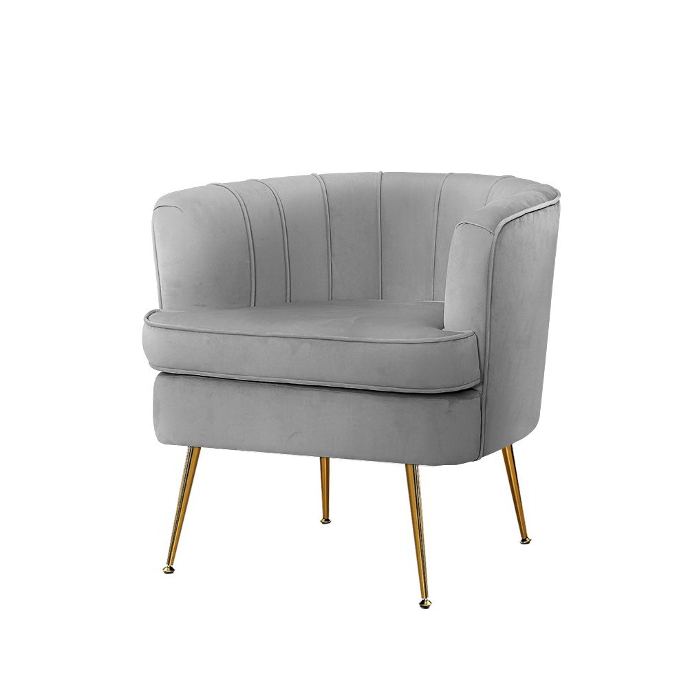 Artiss Armchair Lounge Accent Chair Armchairs Sofa Chairs Velvet Grey Couch-Armchairs - Peroz Australia - Image - 2