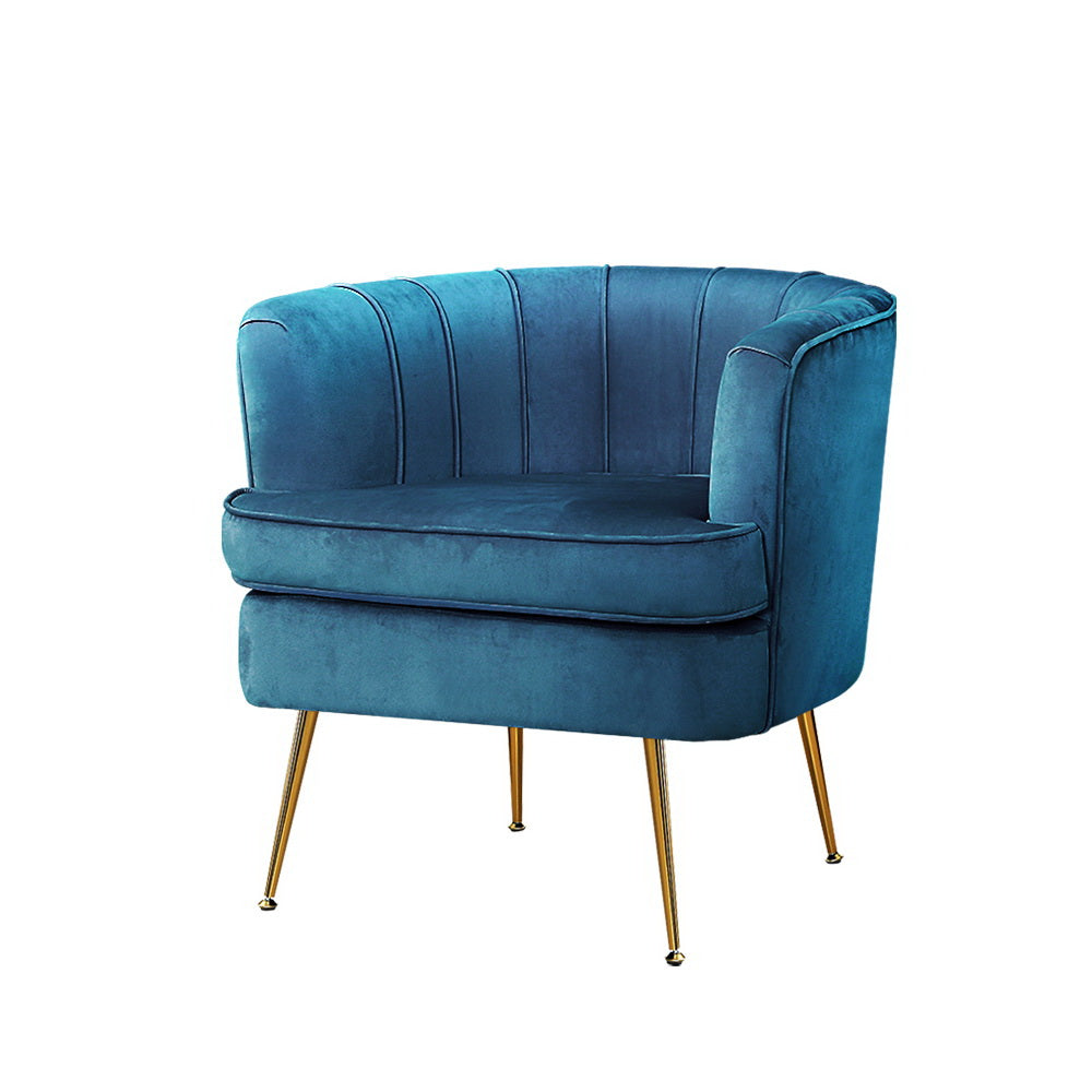 Artiss Armchair Lounge Chair Accent Armchairs Sofa Chairs Velvet Navy Blue Couch-Armchairs - Peroz Australia - Image - 2