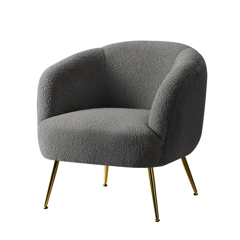 Artiss Armchair Lounge Chair Accent Chairs Arm Armchairs Sherpa Boucle Charcoal-Armchair - Peroz Australia - Image - 2