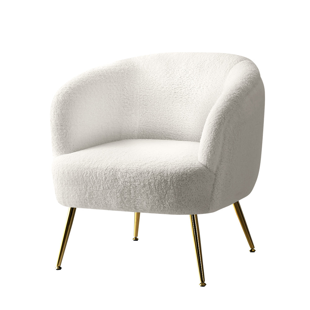 Artiss Armchair Lounge Chair Accent Chairs Armchairs Sherpa Boucle Sofa White-Armchair - Peroz Australia - Image - 2