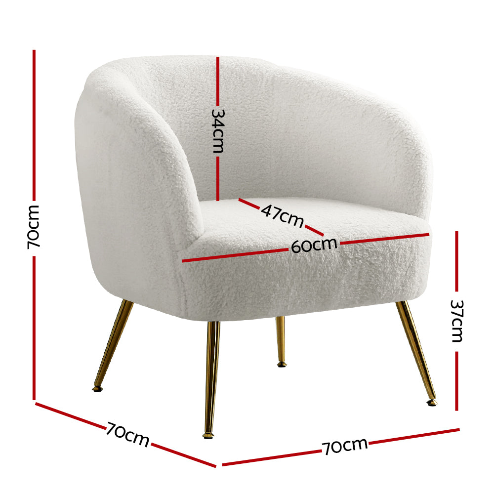 Artiss Armchair Lounge Chair Accent Chairs Armchairs Sherpa Boucle Sofa White-Armchair - Peroz Australia - Image - 3