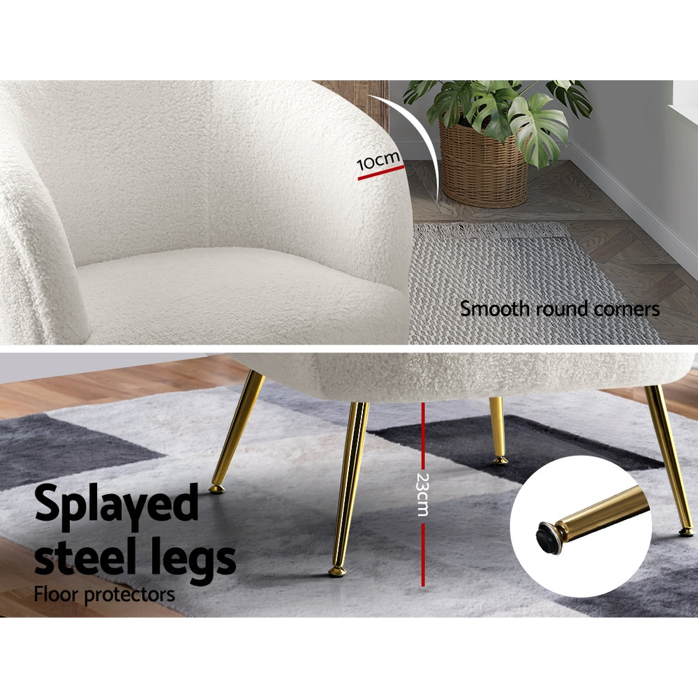 Artiss Armchair Lounge Chair Accent Chairs Armchairs Sherpa Boucle Sofa White-Armchair - Peroz Australia - Image - 8