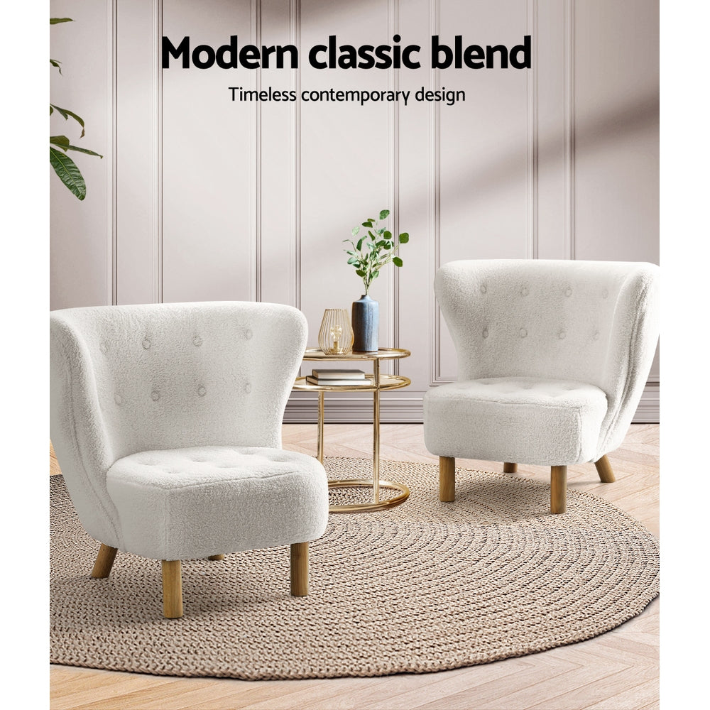 Artiss Armchair Lounge Accent Chair Armchairs Couch Chairs Sofa Bedroom White-Armchair - Peroz Australia - Image - 7
