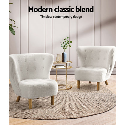 Artiss Armchair Lounge Accent Chair Armchairs Couch Chairs Sofa Bedroom White-Armchair - Peroz Australia - Image - 7