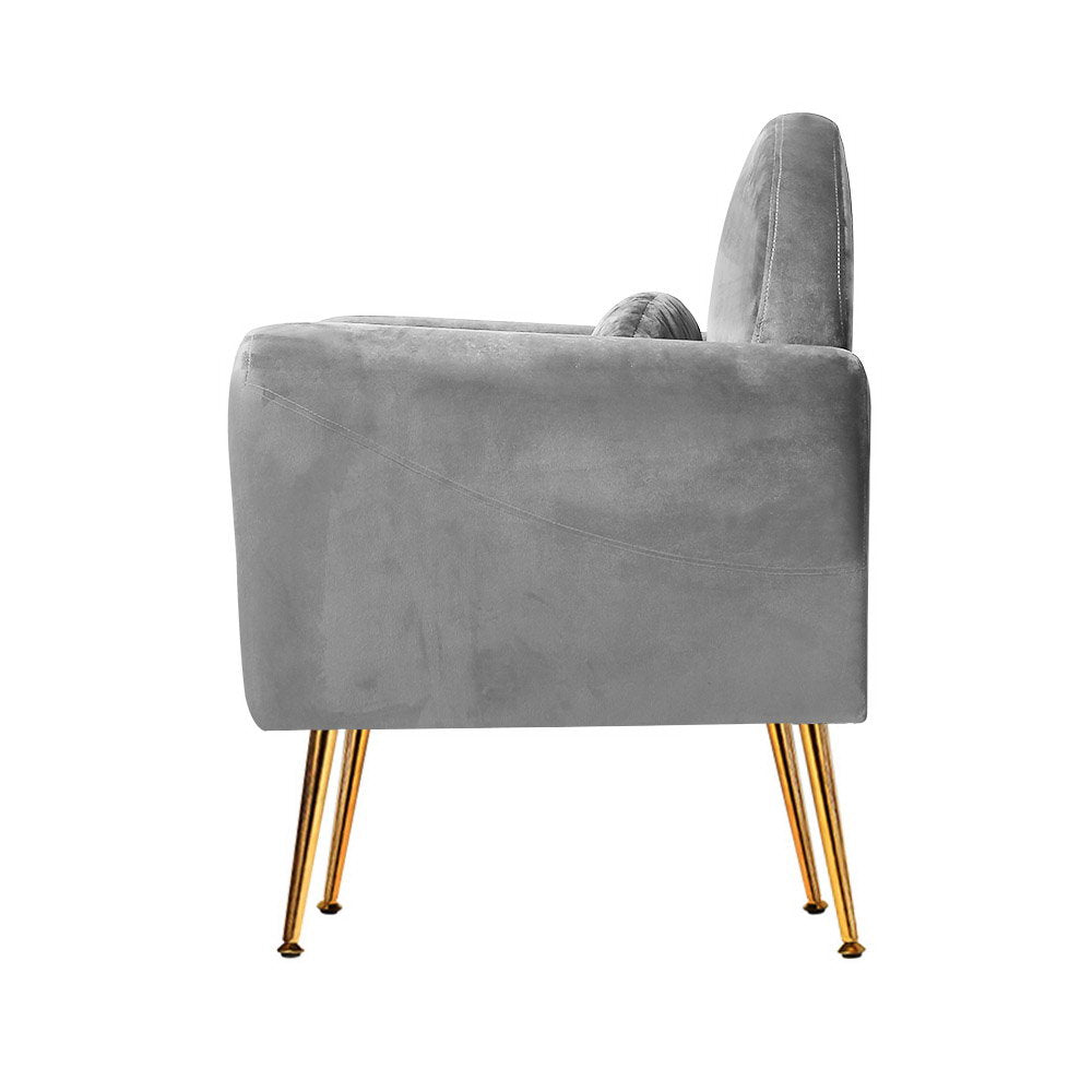 Artiss Armchair Lounge Chair Accent Armchairs Chairs Sofa Grey Velvet Cushion-Armchairs - Peroz Australia - Image - 5