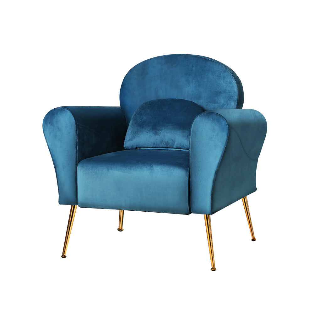Artiss Armchair Lounge Chair Accent Chairs Armchairs Sofa Navy Velvet Cushion-Armchairs - Peroz Australia - Image - 2