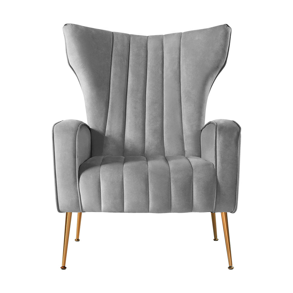 Artiss Armchair Lounge Accent Chairs Armchairs Chair Velvet Sofa Grey Seat-Armchairs - Peroz Australia - Image - 4