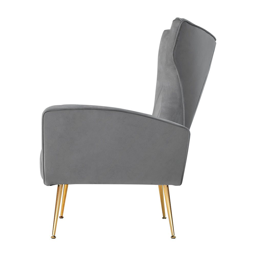 Artiss Armchair Lounge Accent Chairs Armchairs Chair Velvet Sofa Grey Seat-Armchairs - Peroz Australia - Image - 5