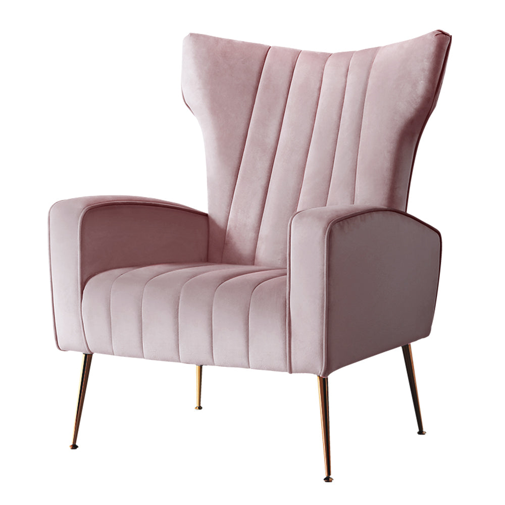 Artiss Armchair Lounge Chair Accent Armchairs Chairs Velvet Sofa Pink Seat-Armchairs - Peroz Australia - Image - 2