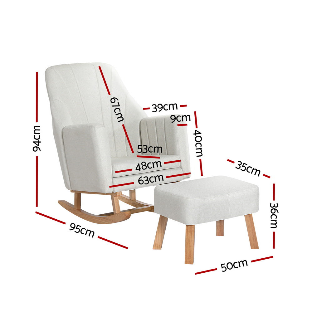 Artiss Rocking Chair Armchair Linen Fabric Beige Jonah-Furniture &gt; Bar Stools &amp; Chairs-PEROZ Accessories