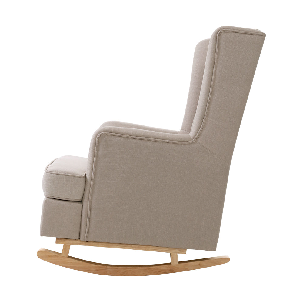 Artiss Rocking Armchair Feedining Chair Fabric Armchairs Lounge Recliner Beige-Furniture &gt; Living Room-PEROZ Accessories