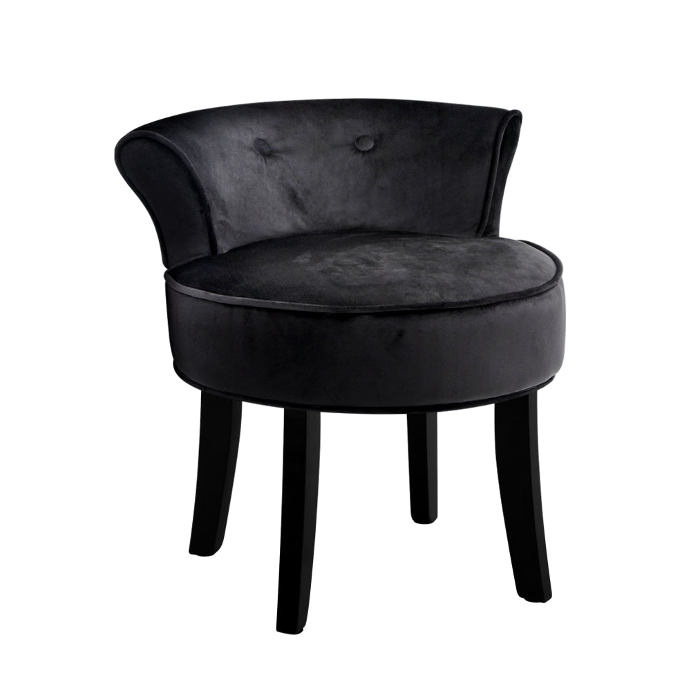 Artiss Velvet Vanity Stool Backrest Stools Dressing Table Chair Makeup Bedroom Black-Furniture &gt; Dining - Peroz Australia - Image - 2