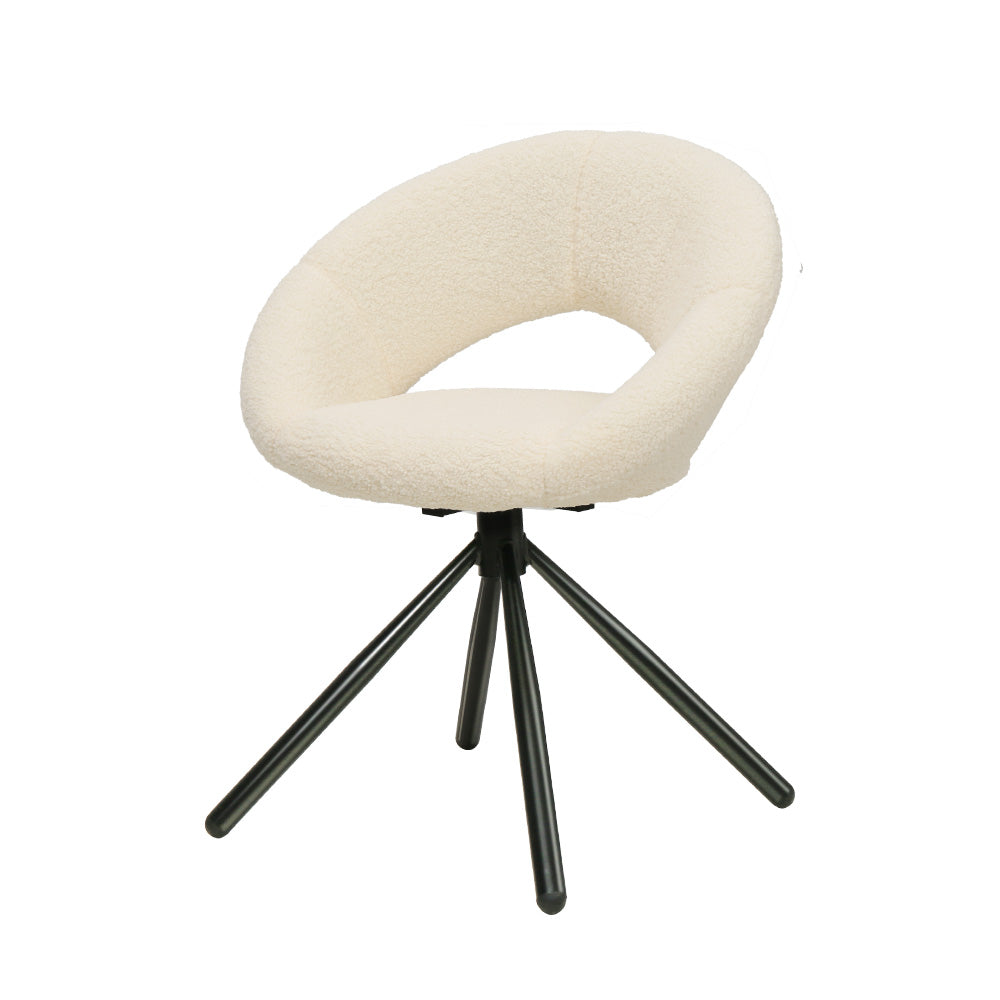 Artiss Dining Chairs Cafe Kitchen Chairs Swivel Base Beige Sherpa Set of 2-Furniture &gt; Dining-PEROZ Accessories