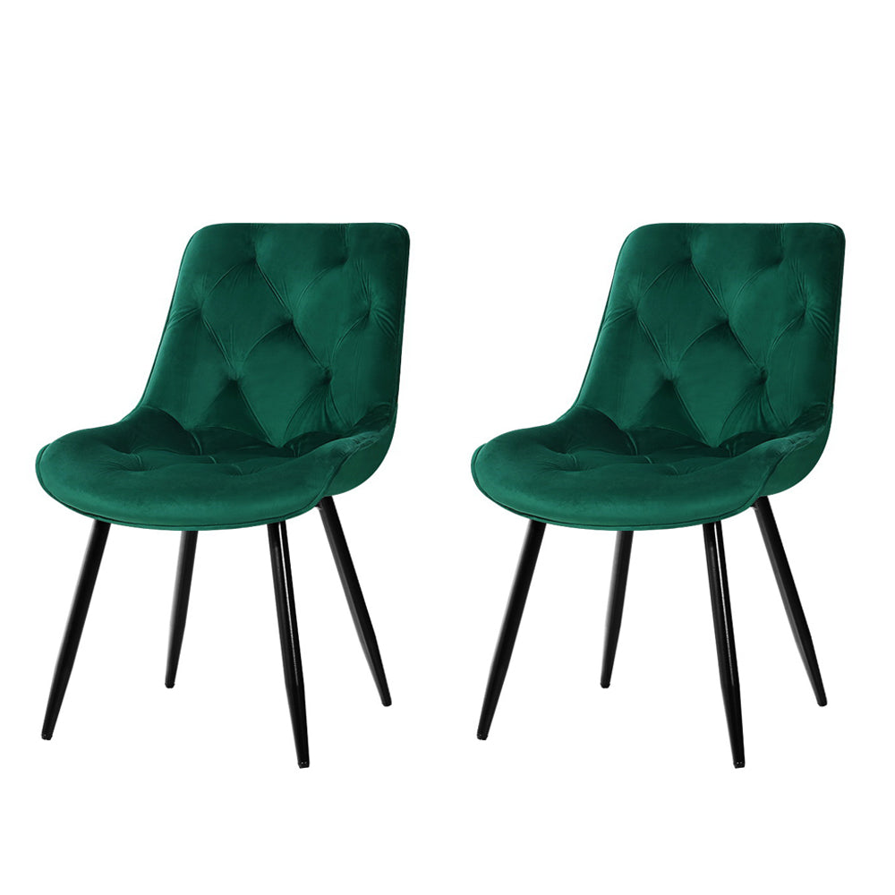 Artiss Set of 2 Starlyn Dining Chairs Kitchen Chairs Velvet Padded Seat Green-Dining Chairs - Peroz Australia - Image - 2