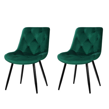 Artiss Set of 2 Starlyn Dining Chairs Kitchen Chairs Velvet Padded Seat Green-Dining Chairs - Peroz Australia - Image - 2