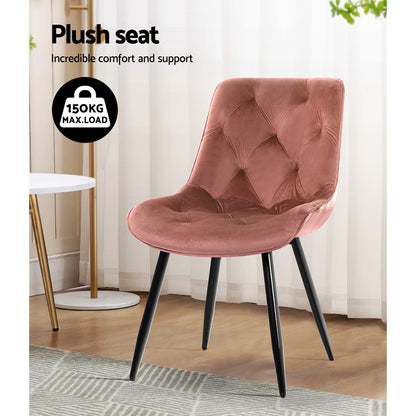 Artiss Set of 2 Starlyn Dining Chairs Kitchen Chairs Velvet Padded Seat Pink-Dining Chairs - Peroz Australia - Image - 6