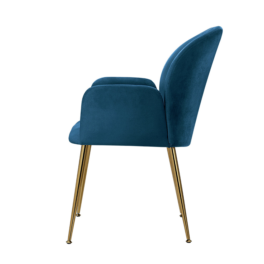 Artiss Set of 2 Kynsee Dining Chairs Armchair Cafe Chair Upholstered Velvet Blue-Dining Chairs - Peroz Australia - Image - 5