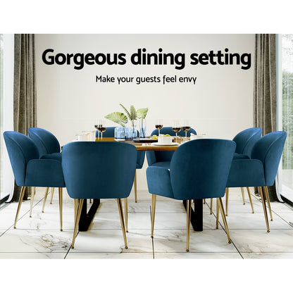 Artiss Set of 2 Kynsee Dining Chairs Armchair Cafe Chair Upholstered Velvet Blue-Dining Chairs - Peroz Australia - Image - 8