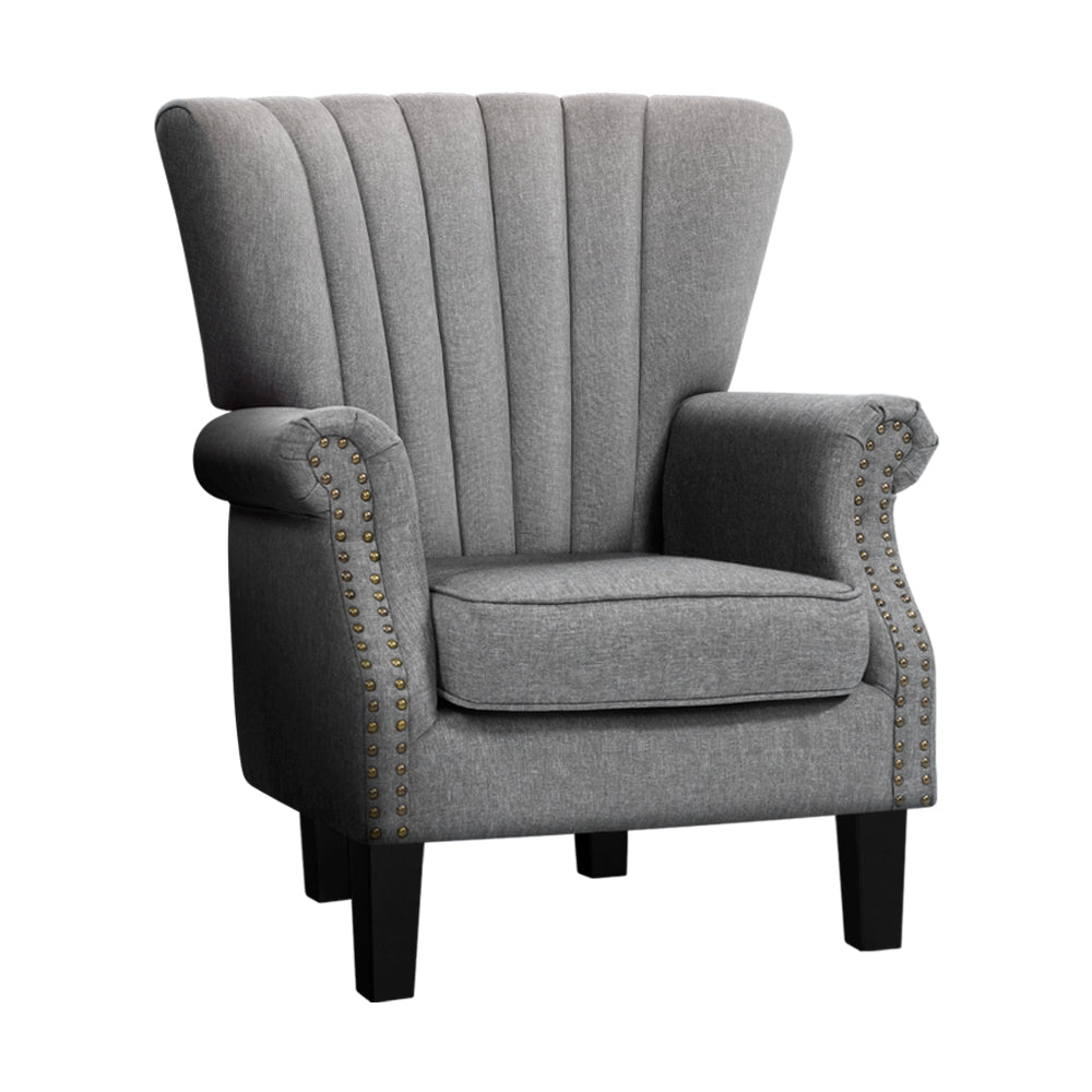 Artiss Upholstered Fabric Armchair Accent Tub Chairs Modern seat Sofa Lounge Grey-Furniture &gt; Dining-PEROZ Accessories