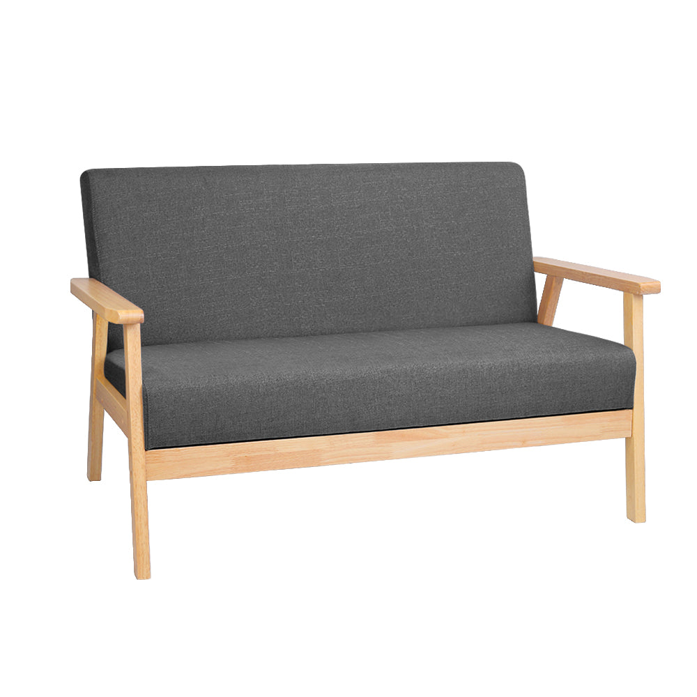 Artiss 2 Seater Fabric Sofa Chair - Grey-Furniture &gt; Bar Stools &amp; Chairs - Peroz Australia - Image - 2