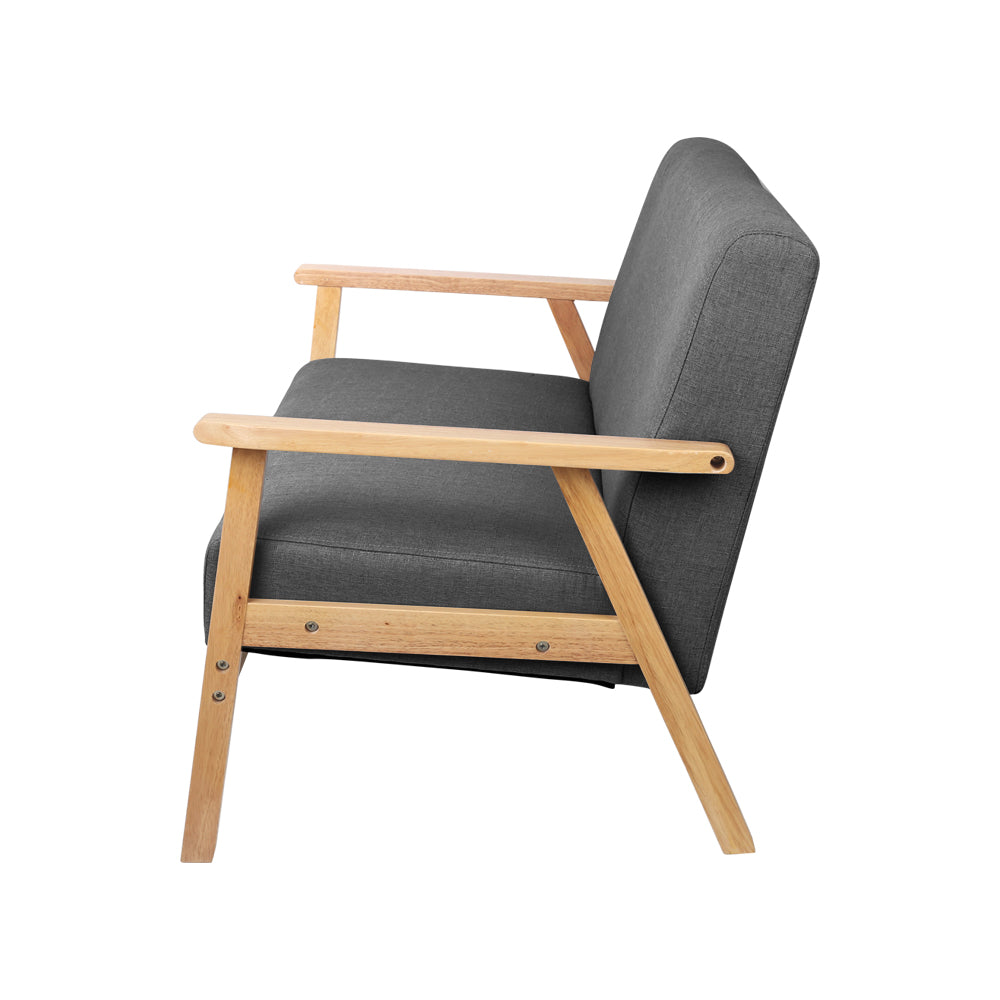 Artiss 2 Seater Fabric Sofa Chair - Grey-Furniture &gt; Bar Stools &amp; Chairs - Peroz Australia - Image - 5