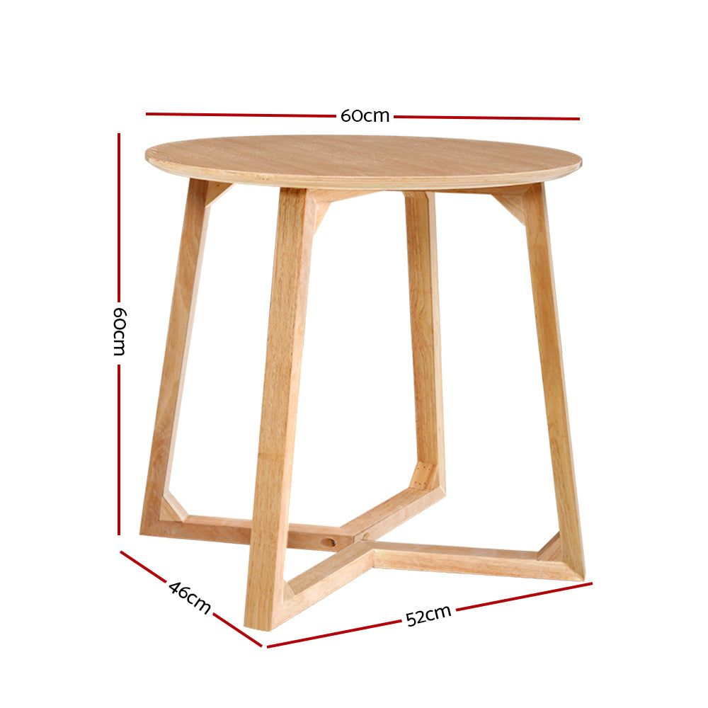 Artiss Coffee Table Round Side Tables Nightstand Bedside Furniture Wooden Beige-Furniture &gt; Living Room - Peroz Australia - Image - 2
