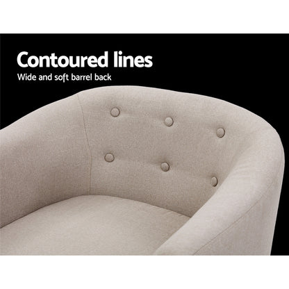 Artiss ADORA Armchair Tub Chair Single Accent Armchairs Sofa Lounge Fabric Beige-Furniture &gt; Bar Stools &amp; Chairs - Peroz Australia - Image - 6