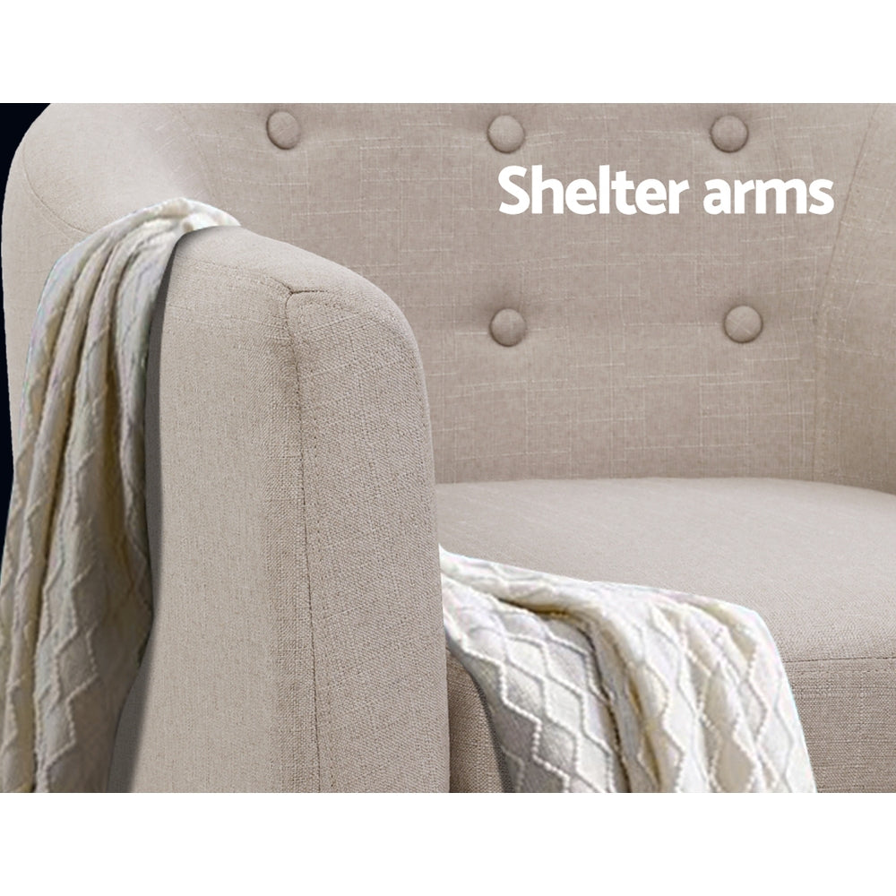 Artiss ADORA Armchair Tub Chair Single Accent Armchairs Sofa Lounge Fabric Beige-Furniture &gt; Bar Stools &amp; Chairs - Peroz Australia - Image - 7