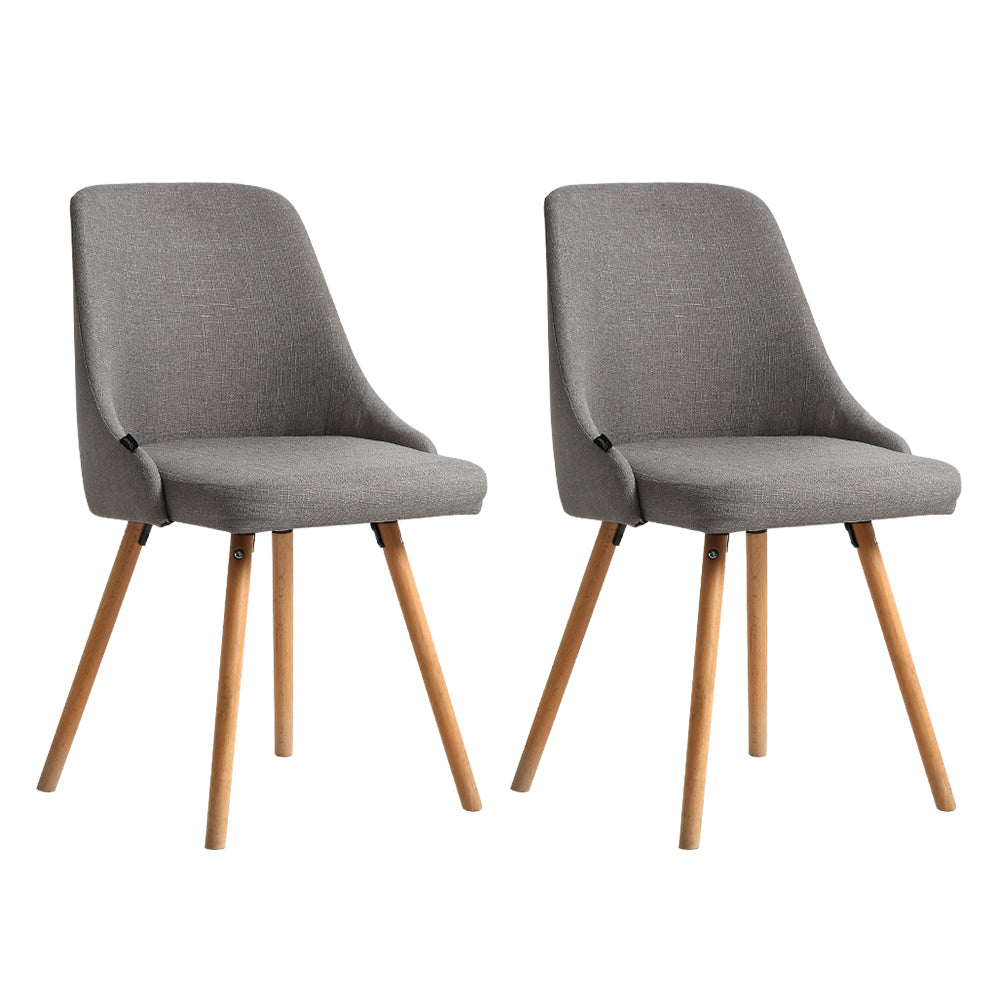 Artiss Set of 2 Replica Dining Chairs Beech Wooden Timber Chair Kitchen Fabric Grey-Furniture &gt; Dining - Peroz Australia - Image - 2