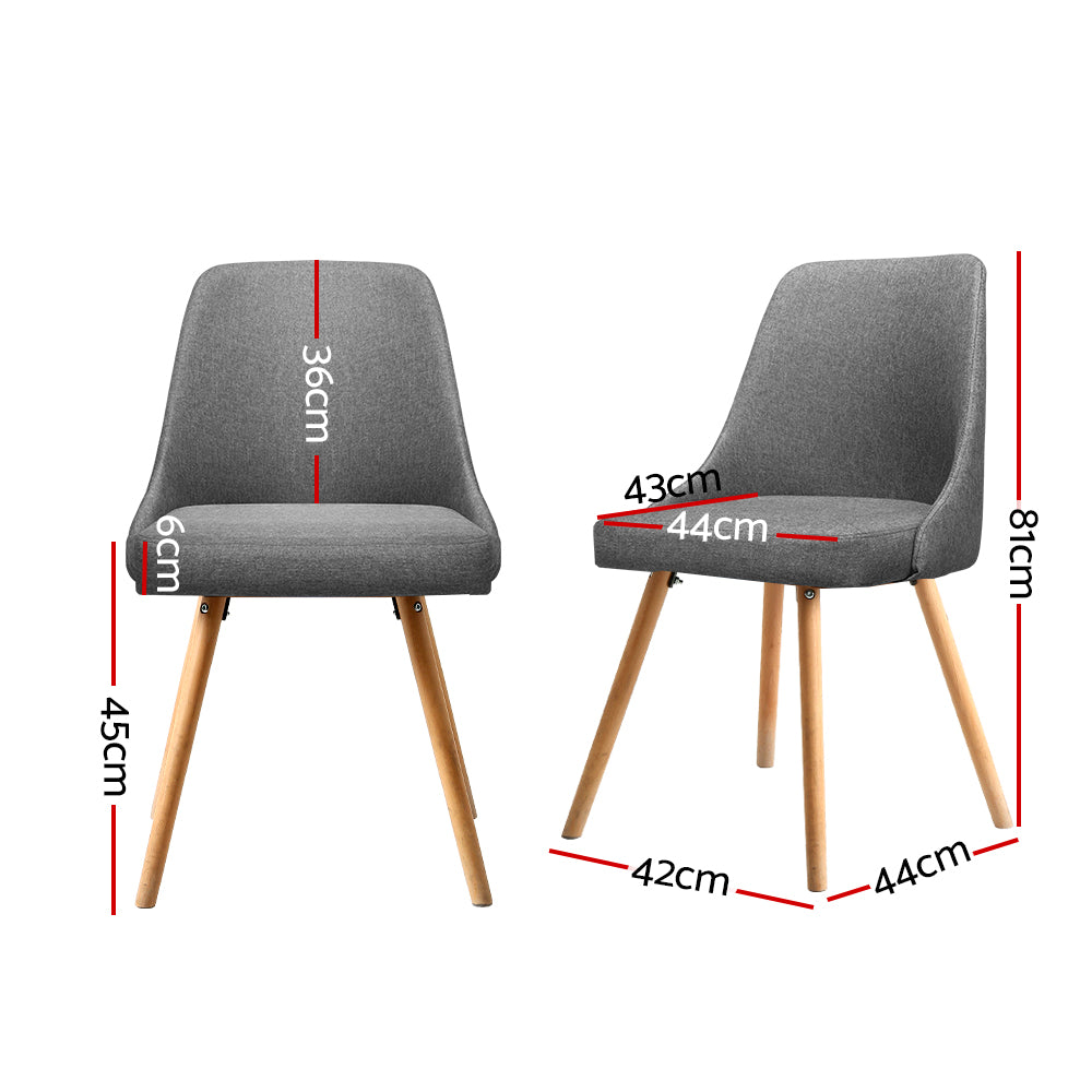 Artiss Set of 2 Replica Dining Chairs Beech Wooden Timber Chair Kitchen Fabric Grey-Furniture &gt; Dining - Peroz Australia - Image - 3