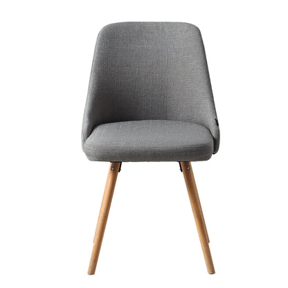 Artiss Set of 2 Replica Dining Chairs Beech Wooden Timber Chair Kitchen Fabric Grey-Furniture &gt; Dining - Peroz Australia - Image - 4