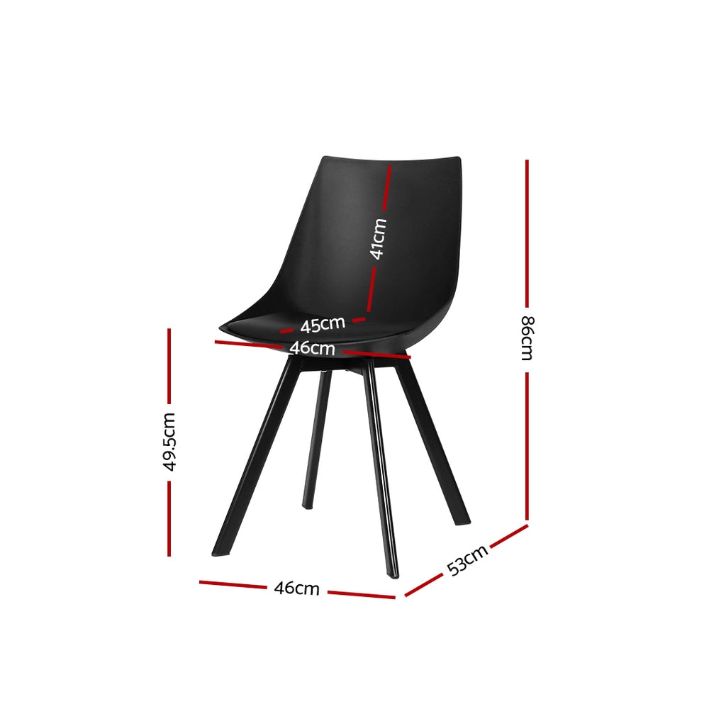 Artiss Set of 2 Lylette Dining Chairs Cafe Chairs PU Leather Padded Seat Black-Dining Chairs - Peroz Australia - Image - 3