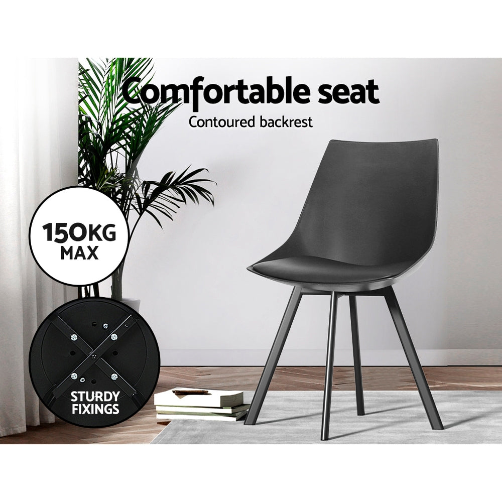 Artiss Set of 2 Lylette Dining Chairs Cafe Chairs PU Leather Padded Seat Black-Dining Chairs - Peroz Australia - Image - 7