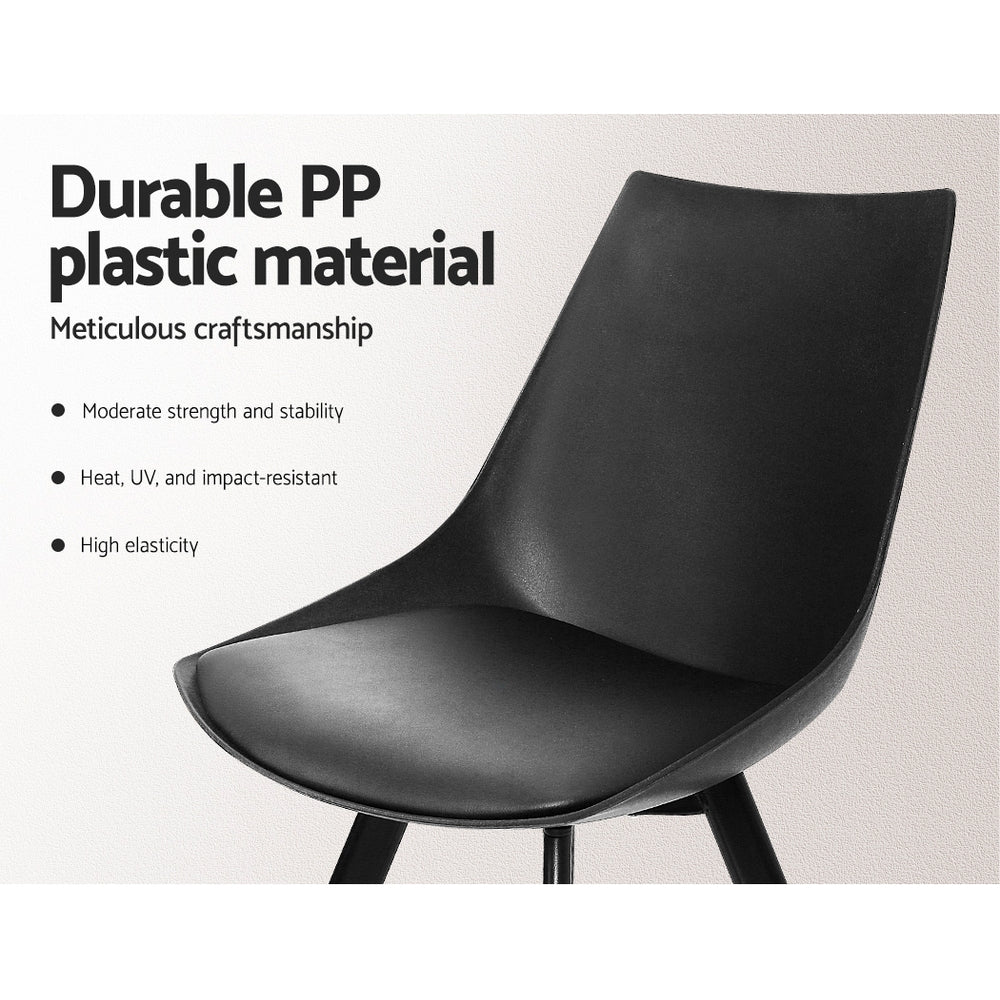 Artiss Set of 2 Lylette Dining Chairs Cafe Chairs PU Leather Padded Seat Black-Dining Chairs - Peroz Australia - Image - 8