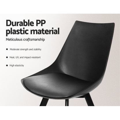 Artiss Set of 2 Lylette Dining Chairs Cafe Chairs PU Leather Padded Seat Black-Dining Chairs - Peroz Australia - Image - 8