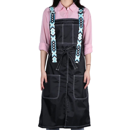 Anyhouz Kitchen Apron Black Blue White 2 Bags Bibs Trendy Waterproof Oil Resistant Overall Chef Adjustable Nail Salon-Aprons-PEROZ Accessories